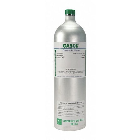 Calibration Gas, Air, Nitrogen Dioxide, 74 L, C-10 (5/8 In UNF) Connection, +/-5% Accuracy