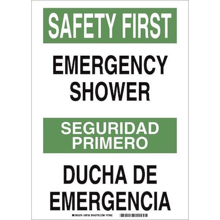 Emergency Sign, 14 Height, 10 Width, Plastic, Rectangle, English, Spanish