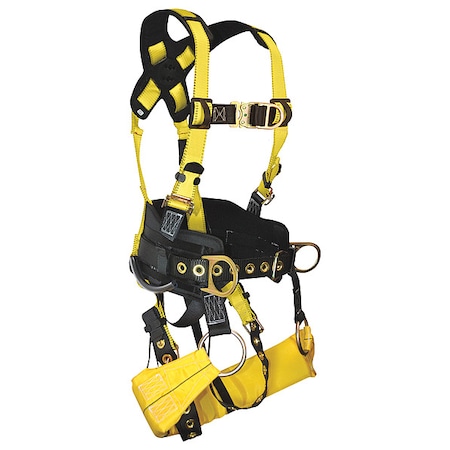 Full Body Harness, Vest Style, S, Polyester, Yellow