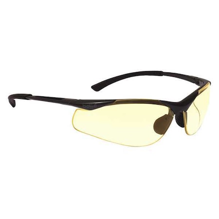 Safety Glasses, Wraparound Yellow Polycarbonate Lens, Anti-Fog, Scratch-Resistant