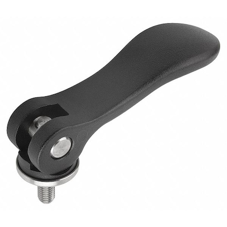 Cam Lever Size: 0 M04X30, A=52,3, B=18, Aluminum Black Powder-Coated, Comp: Stainless Steel