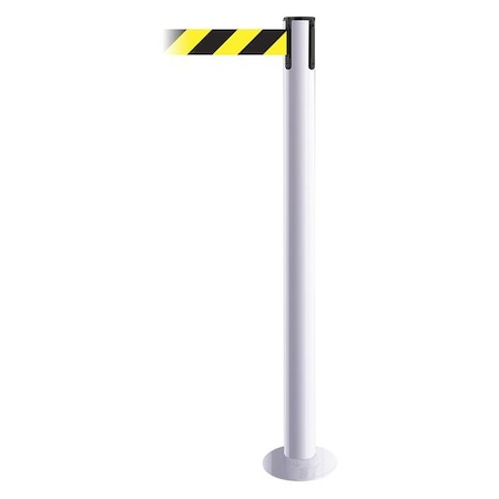 Fixed Barrier Post With Belt,White