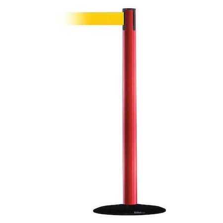 Barrier Post With Belt,13 Ft. L,Yellow