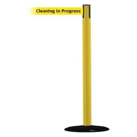 Barrier Post With Belt,13 Ft. L,Yellow