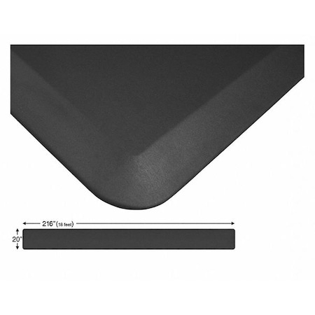 Continuous Comfort Mat, Black, 216 L X 20 W, Polyurethane, Brush Surface Pattern
