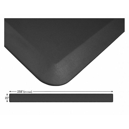 Continuous Comfort Mat, Black, 258 L X 20 W, Polyurethane, Brush Surface Pattern