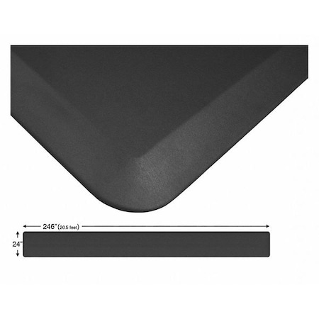 Continuous Comfort Mat, Black, 246 L X 24 W, Polyurethane, Brush Surface Pattern