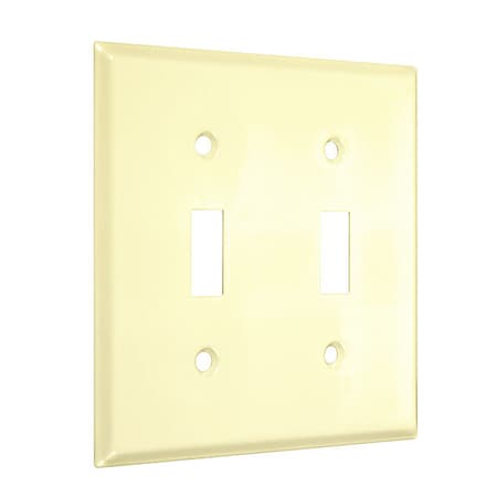 2-Toggle Standard Wall Plates, Number Of Gangs: 2 Metal, Smooth Finish, Ivory