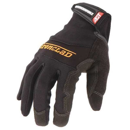 Mechanics Gloves, S, Black, Synthetic Leather, Ribbed Nylon/Spandex