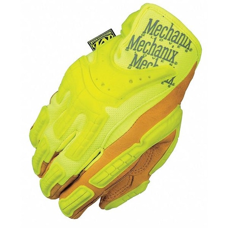 Hi-Vis Mechanics Gloves, 2XL, Yellow, Synthetic Leather, TekDry(R)