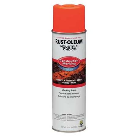 Construction Marking Paint, 17 Oz., Fluorescent Red/Orange, Water -Based