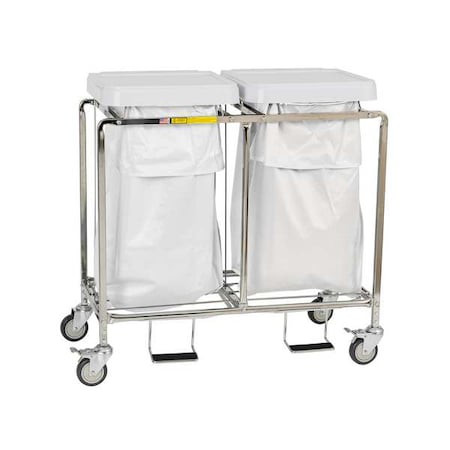 Double Leakproof Hamper With Foot Pedal, Two White Bags