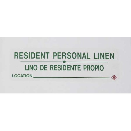 Bilingual Hamper Label Resident Personal Linen, Green Text, Pack Of 5