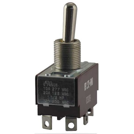 Toggle Switch, DPDT, 6 Connections, On/Off/On, 1 1/2 Hp, 10A @ 277V AC, 20A @ 125V AC