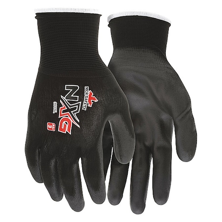 Polyurethane Coated Gloves, Palm Coverage, Black, 2XL, PR