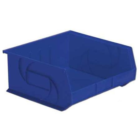 Hang & Stack Storage Bin, Blue, Plastic, 14 3/4 In L X 16 1/2 In W X 7 In H, 40 Lb Load Capacity