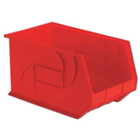 Hang & Stack Storage Bin, Red, Plastic, 18 In L X 11 In W X 10 In H, 40 Lb Load Capacity