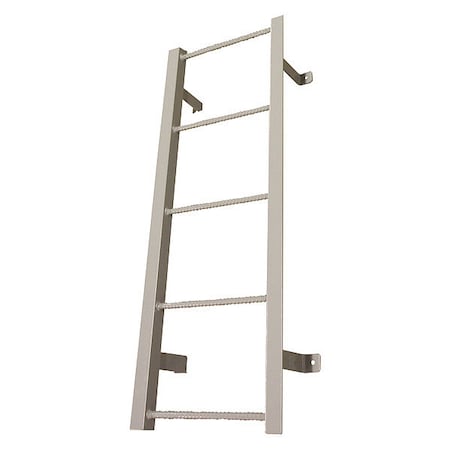 4 Ft 7 In Fixed Ladder, Steel, 5 Steps, Side Step Exit, Powder Coated Finish