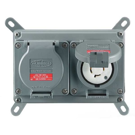 30A Duplex Locking Receptacle 3P 4W 480VAC L16-30R GY