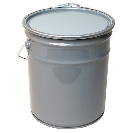 Pail, Open Head, Round, 5 Gal, Steel, Gray