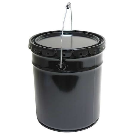 Pail, Open Head, Round, 5 Gal, Steel, Black