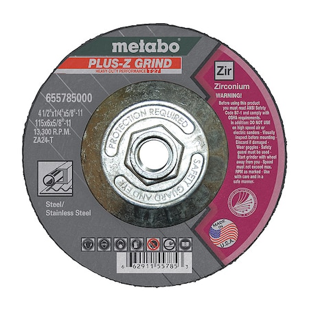 Grinding Wheel,T27,ZA24T,4.5X1/4X5/8-11