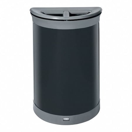 11.5 Gal Half-Round Recycling Bin, Flat With Top Opening, Gray, 2 Openings