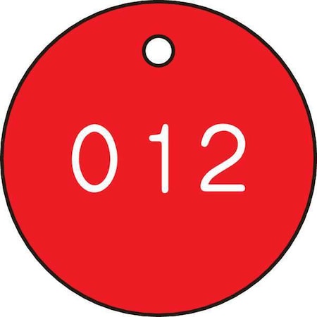 Numbered Tag,1-1/4 In,White/Red,201-300