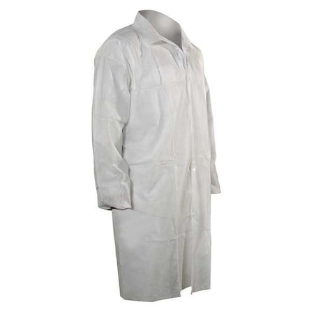 Disp Lab Coat,Polypropylene,White,M,PK25