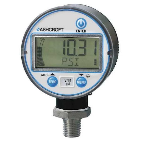 Digital Pressure Gauge, 0 To 100 Psi, 1/4 In MNPT, Plastic, Black