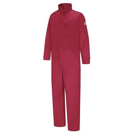 Flame Resistant Coverall, Red, 100% Cotton, 48