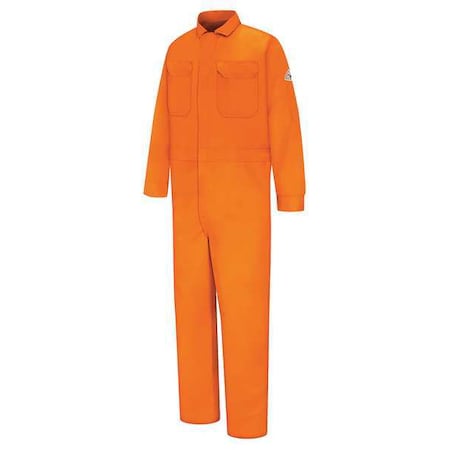 Flame Resistant Coverall, Orange, 100% Cotton, 44