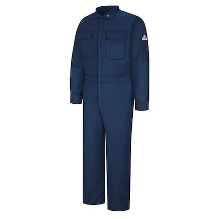 Flame Resistant Coverall, Navy, Cotton/Nylon, 56