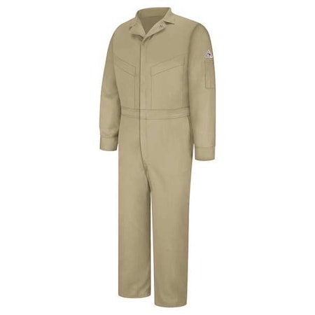 Flame Resistant Coverall, Khaki, Cotton/Nylon, 54