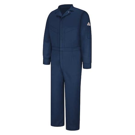 Flame Resistant Coverall, Navy, Cotton/Nylon, 58