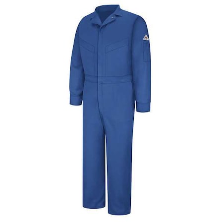 Flame Resistant Coverall, Blue, Cotton/Nylon, 52
