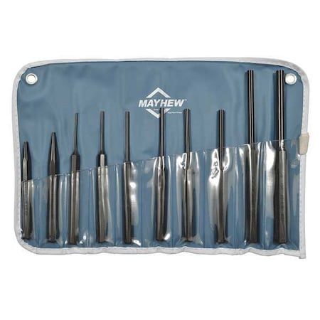 Drive Pin Punch Set,10 Pieces,Steel