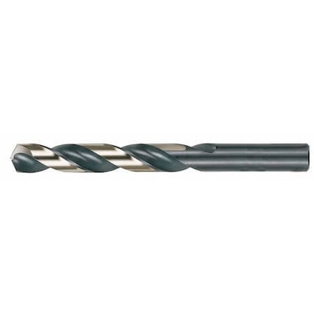 Jobber Length Drill Bit, Drill Bit Size 3/8 In, Drill Bit Point Angle 135 Degrees, Black & Gold