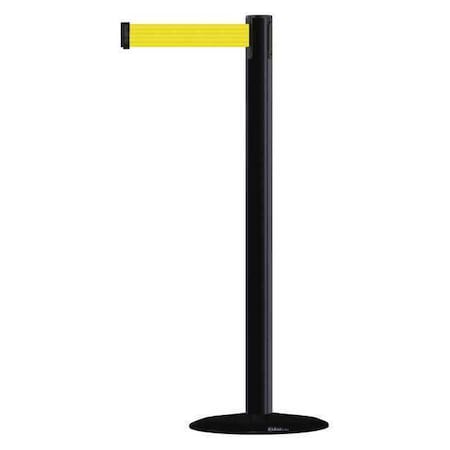 Barrier Post With Belt,13 Ft. L,Yellow