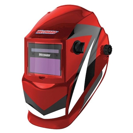 Auto Dark Welding Helmet, Shade 4, 9-13, Black/Red/White