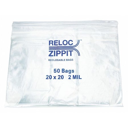 Reclosable Poly Bag 2-MIL, 20x 20, Clear