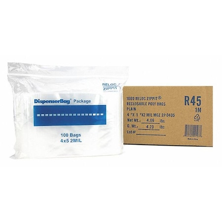 Reclosable Poly Bag 2-MIL, 4x 5, Clear