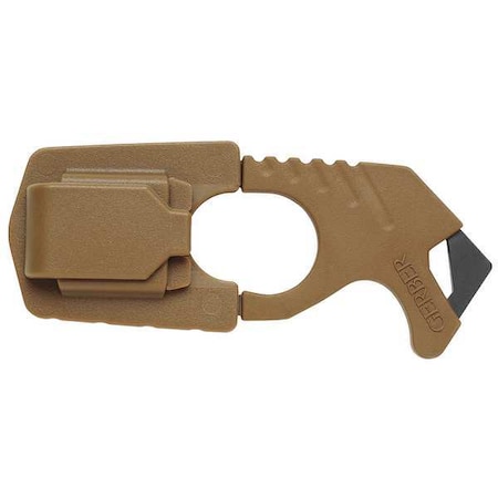 Safety Strap Cutter, Fixed Blade, Hook, Rubber, 4 3/8 In L.