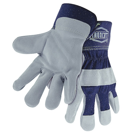 Lthr Palm Gloves,Cowhide,Wte/Gray,X,PK12