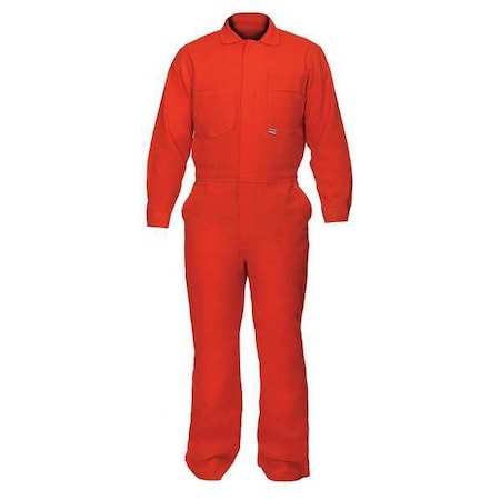 Flame Resistant Coverall, Orange,Cotton Blend, S