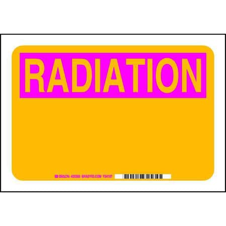Radiation Sign, 10 W, 7 H, English, Plastic, Yellow