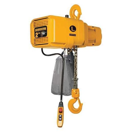 Electric Chain Hoist, 525 Lb, 6 Ft, Hook Mounted - No Trolley, White And Orange