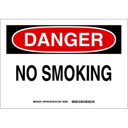 No Smoking Sign, 10 H, 14 In W, Plastic, Rectangle, English, SP405D