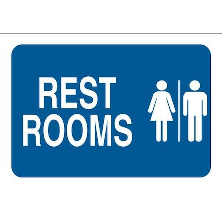 Facility Sign,Rest Rooms,7X10,White/Blue, 47690