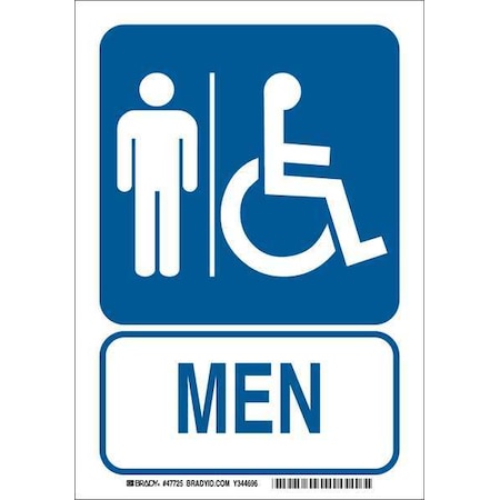 Facility Sign, Men (W/Picto), 10X7, Width: 7, 47725